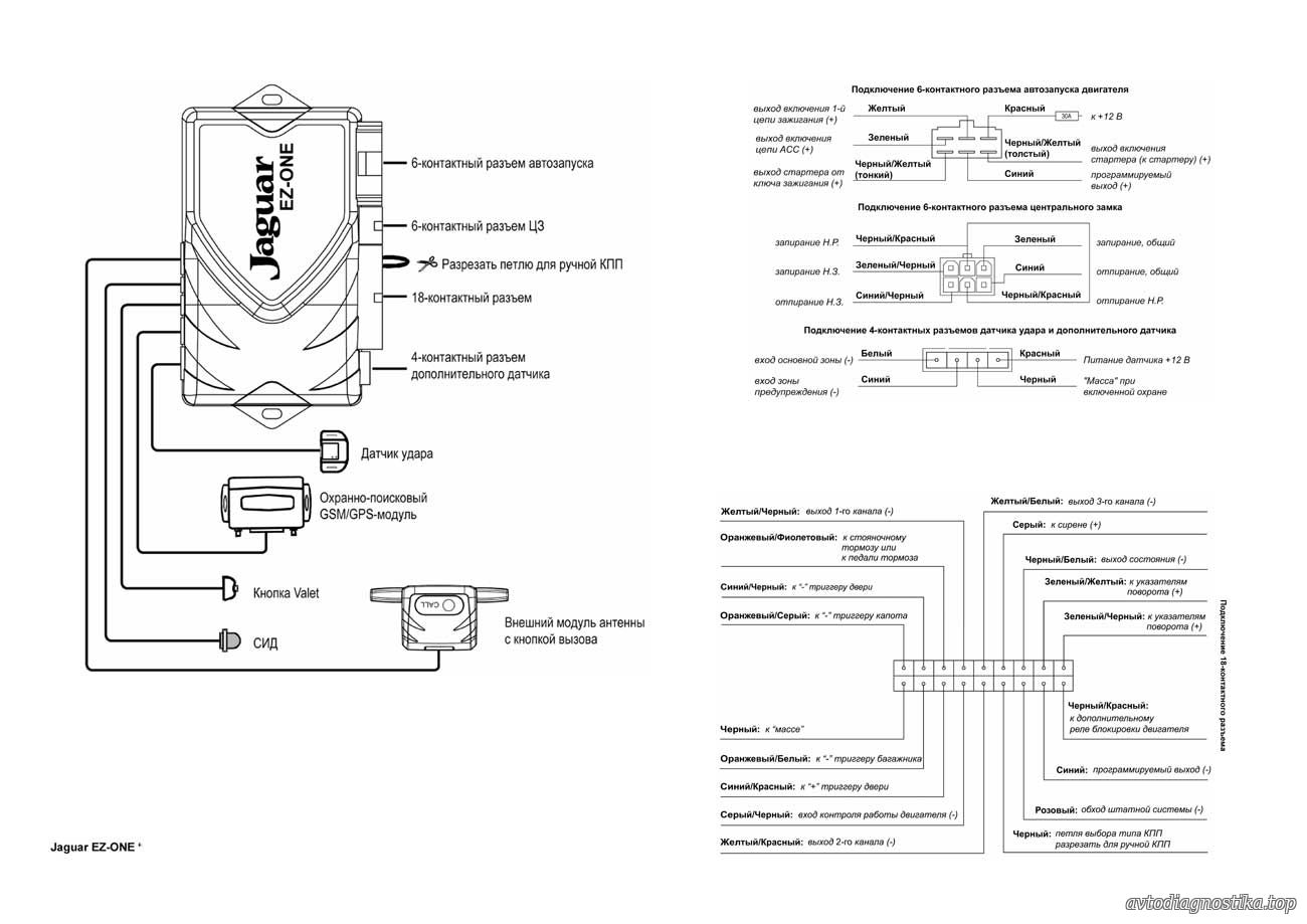 Схема подключения сигнализации jaguar ez ultra